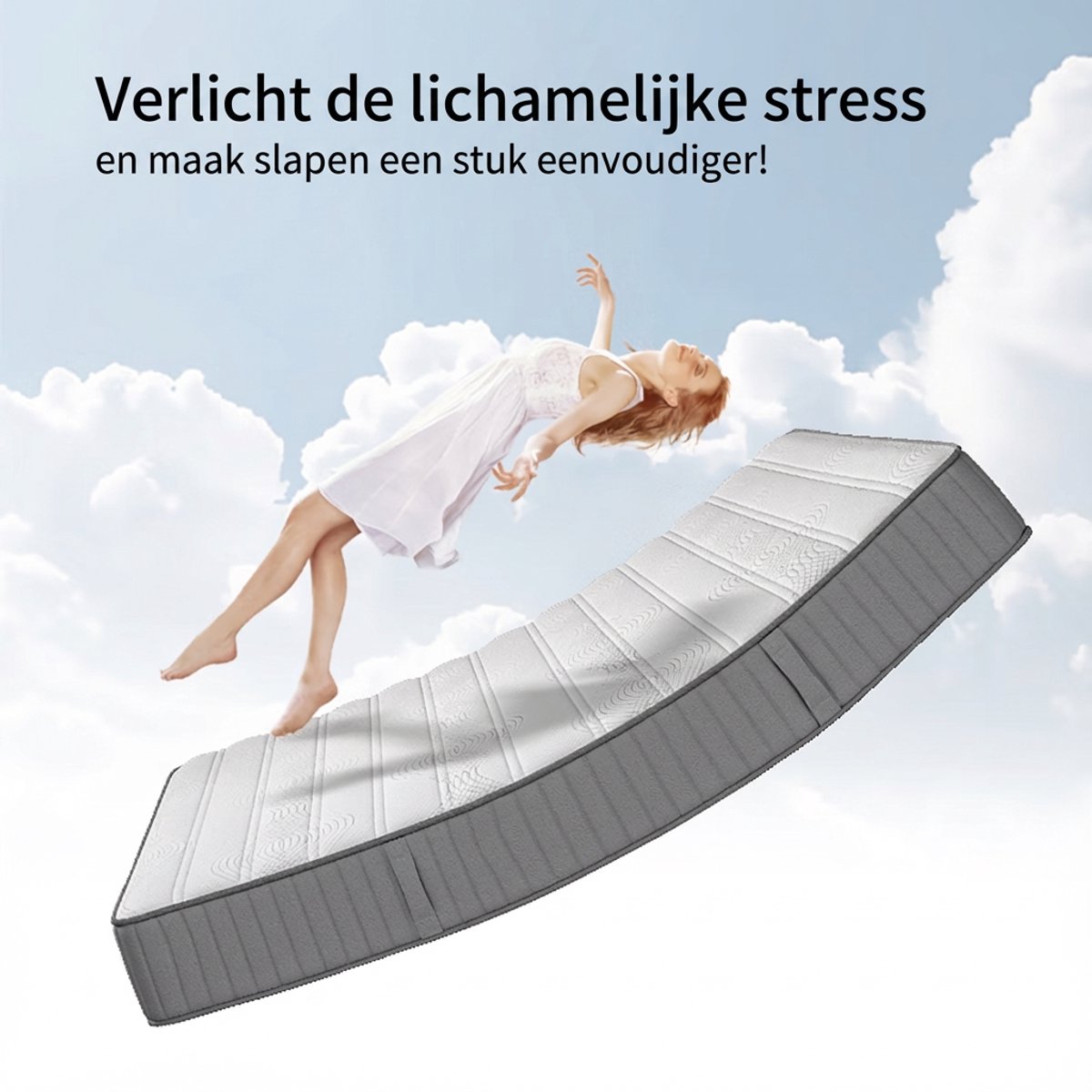 Bodyprotect Elite Line - matras 140x200 cm pocketvering 1000 - hoogte 25 cm - hardheid H2/H3 - ergonomische pocketveringmatras, 7-zones matras en veringmatras - 140 x 200 x 25 cm - wit thumbnail 3