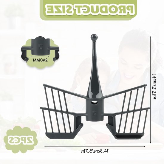 Vlinder Roerhulpstuk - Keukenmachine Accessoires - Klonteren Voorkomen - Installatie Met Een Klik - 2 Stuks 14.5cm - Grijs — afbeelding 5