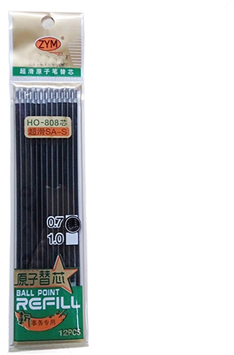 Dailygoods- Balpenvullingen 0,7 mm - 12 Stuks - Metalen Vervangingen - Oliegebaseerde Inkt - Soepel Schrijven - Geschikt voor Meeste Balpennen - Penvullingen