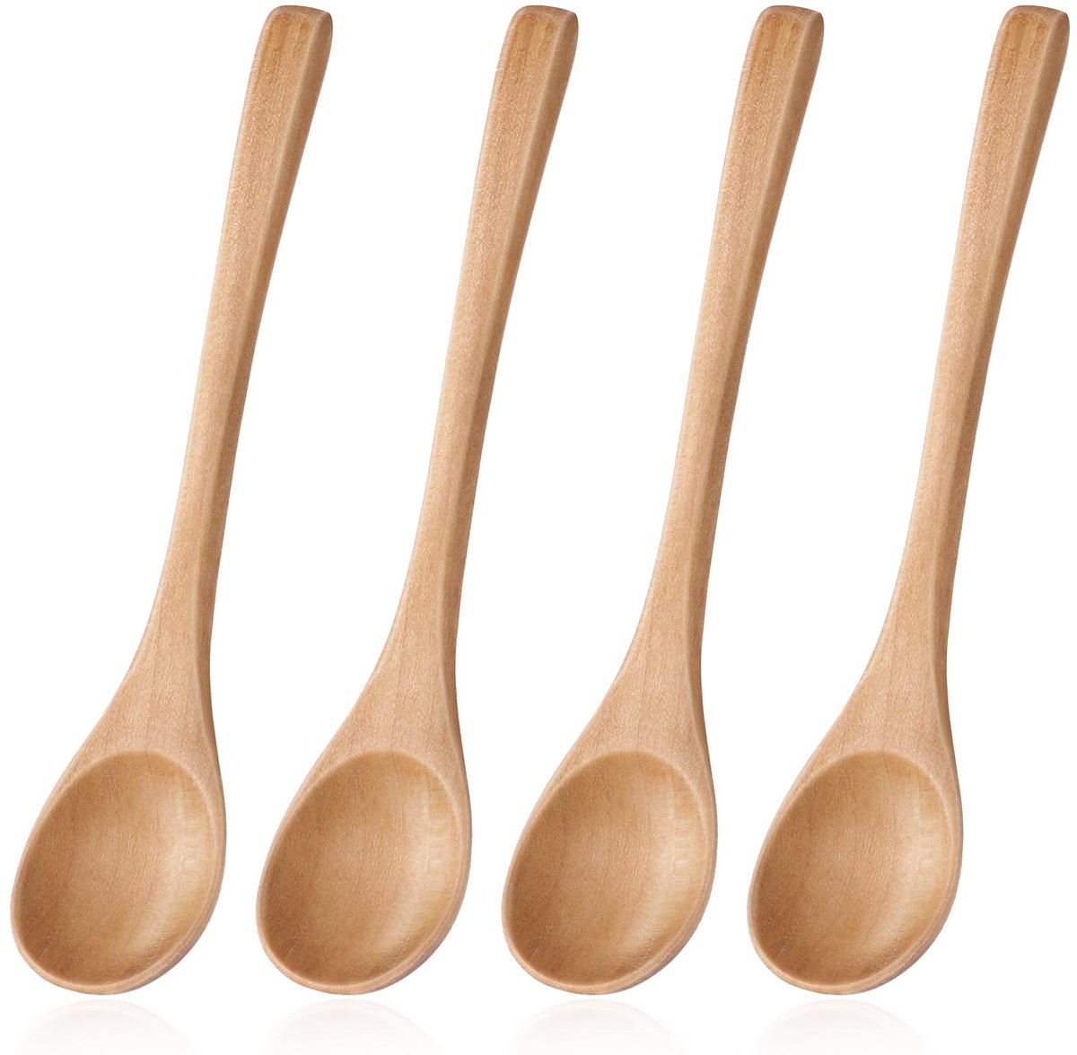 Dailygoods- Houten Lepel - 4 Stuks - Lichtbruin Lotushout - Keukengerei voor Koken - Duurzaam en Slijtvast - Ideaal voor Roeren en Serveren
