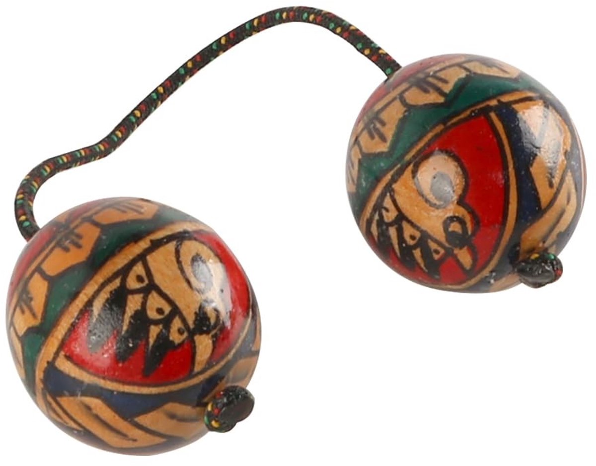 Dailygoods - Afrikaanse schudinstrument - Muzikaal percussie-instrument - Houten dubbele bal - Ritmische hand schudballen - Geschikt voor muziekeducatie