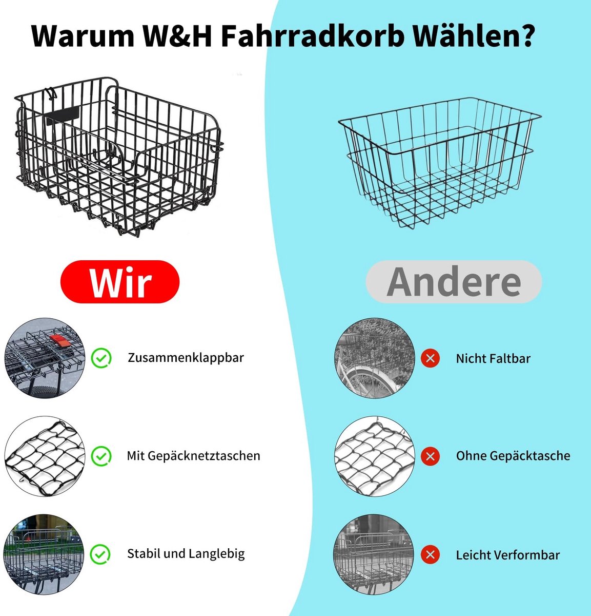 Dailygoods- Fietsmand opvouwbaar - Achtermand - Metalen - Bagagenet - Reflector - Waterdicht - Ruimtebesparend ontwerp - Fietsmand Achter