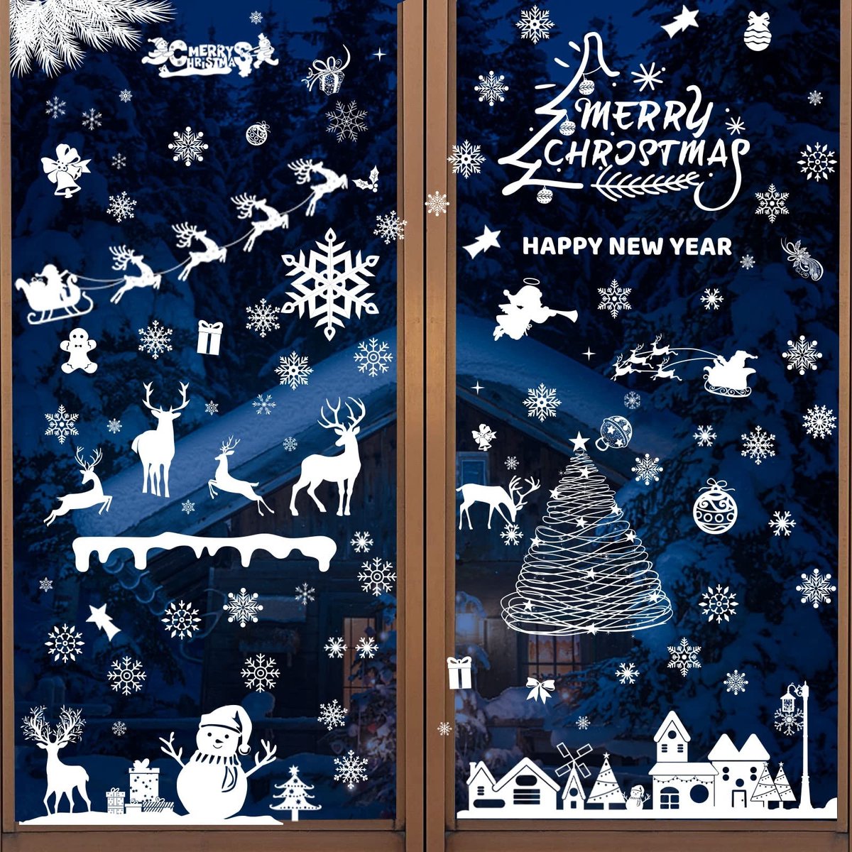 Dailygoods- Raamstickers Kerstmis - Sneeuwvlokken - Raamdecoratie - Doe-het-zelf Kerstman - Raamdecoratie voor Deuren - 8 Stuks