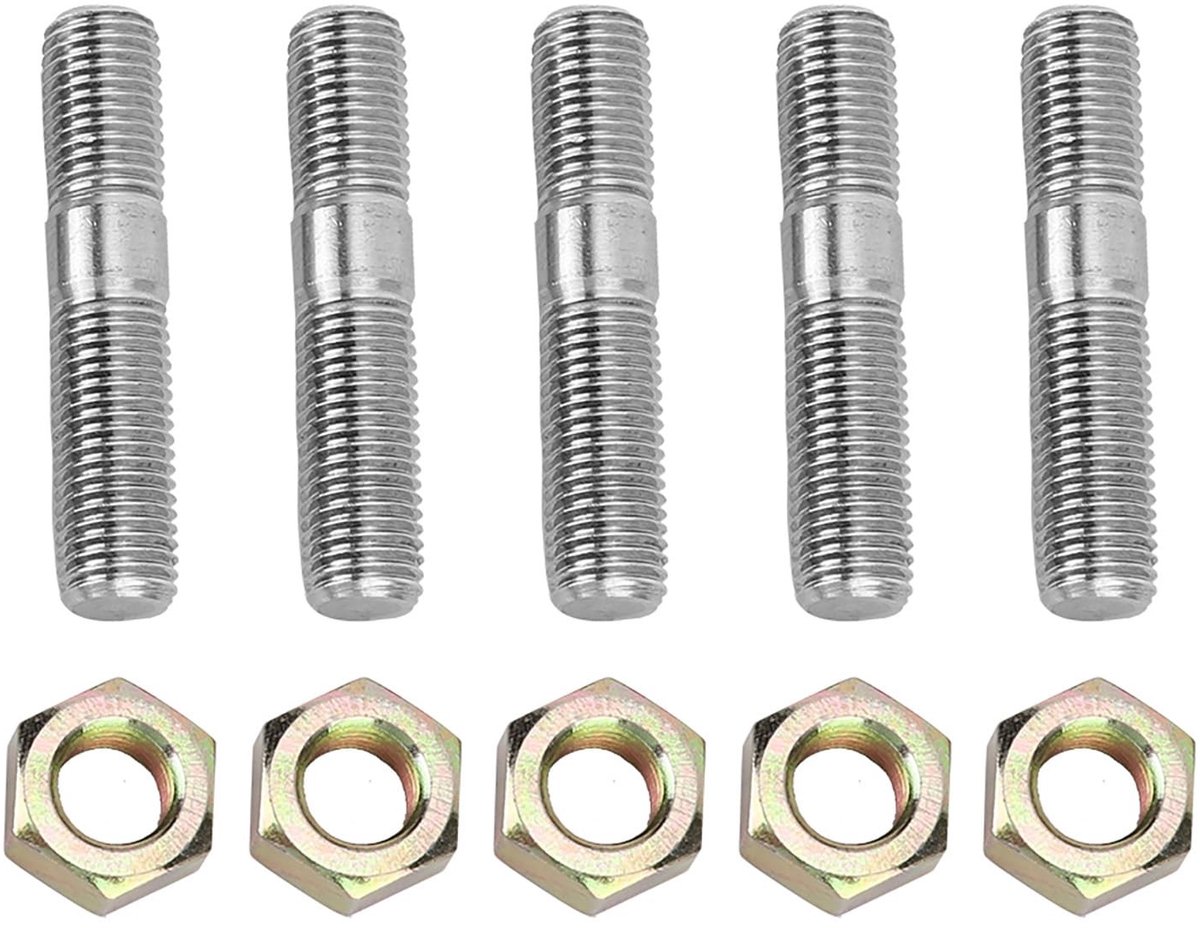 ZEYNOMAX- Stud Kit M10x1.25 50mm - Geschikt voor DSM 1G/EVO1~10 - 304 Roestvrij Staal - Turbo Bevestiging - Inclusief 5 Schroeven/Nuts - Hoge Kwaliteit