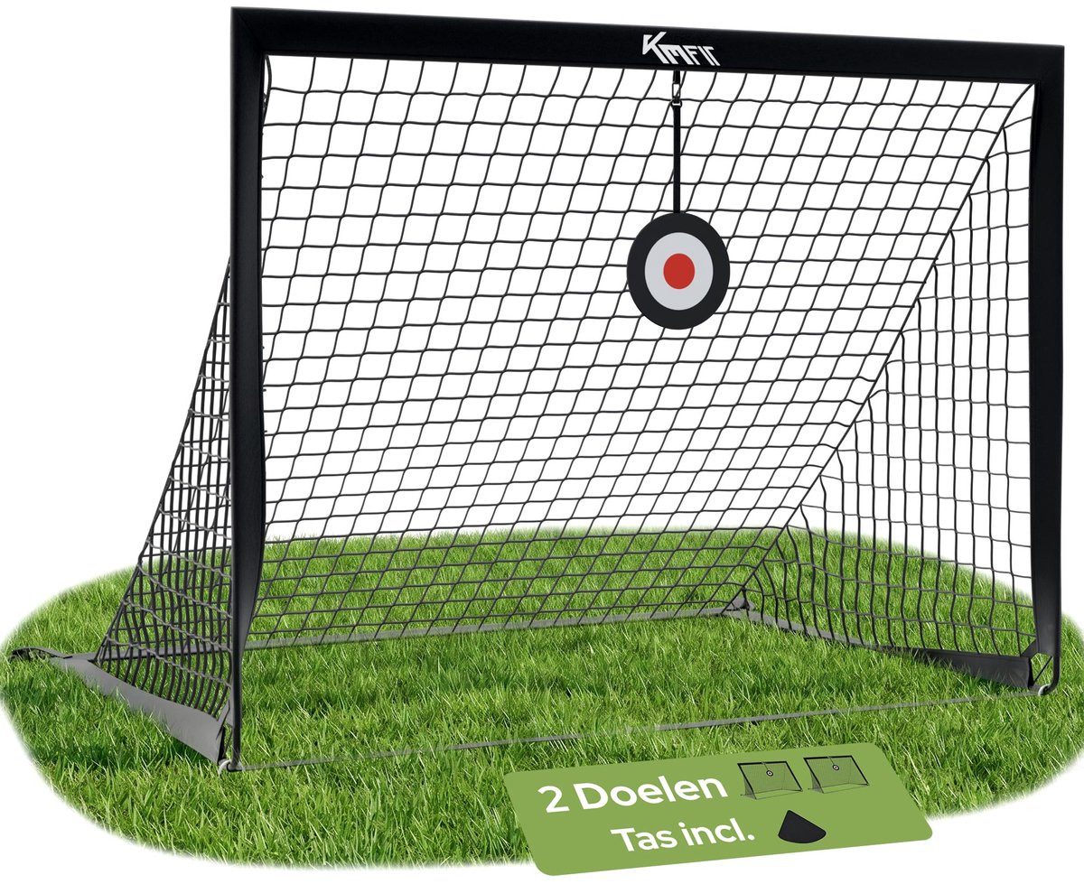 KM-Fit Voetbaldoel Set 2 Stuks 120x90 cm met Trainingsdoelen Tuin Speelplezier