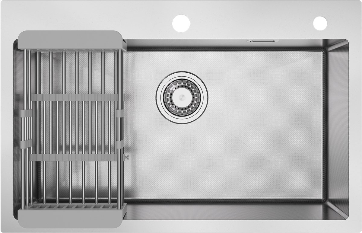 CECIPA max Spoelbak RVS - Enkele Gootsteen Opbouw & Vlakbouw - Met 360° Sifon & Vaatwasser Aansluiting - 70x45 cm - Ruimtebesparende