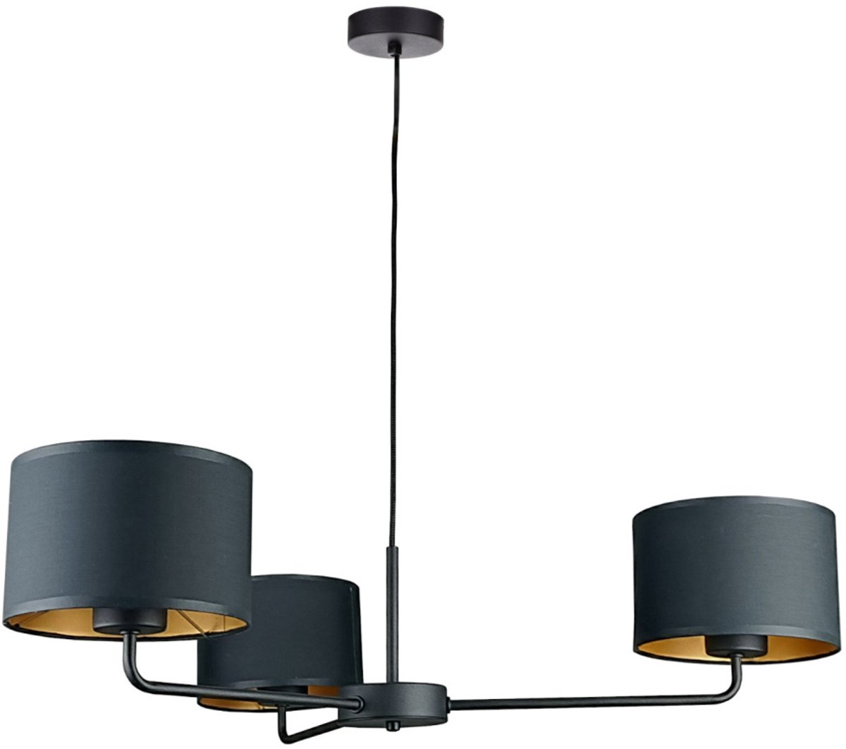 KETER LIGHTING Nia Black Hanglamp 3xE27 – Zwart Metaal & Zwarte Stoffen Lampenkappen