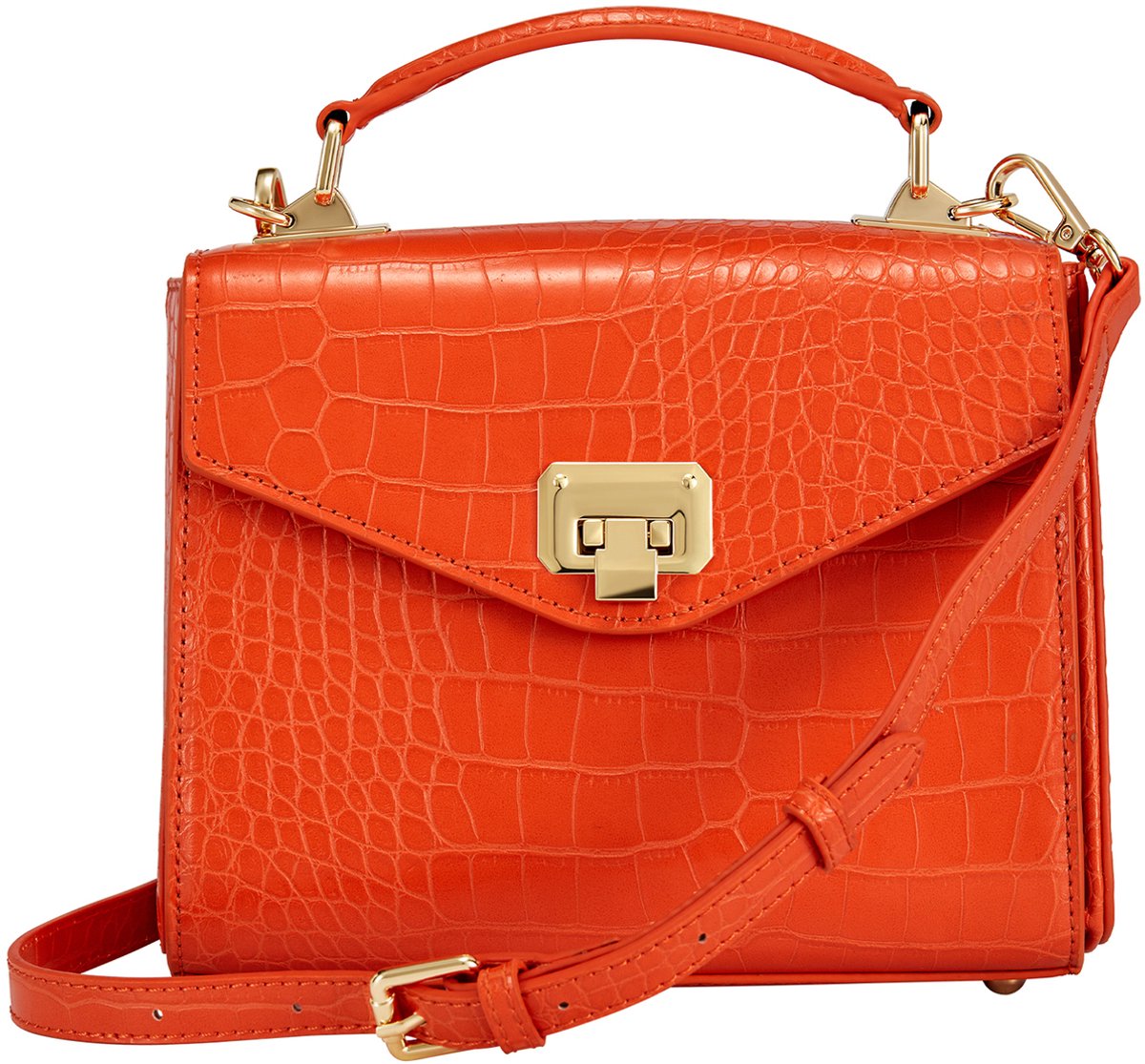 Victoria Hyde "Duchess" - Oranje - Tas - Hand Of Schoudertas - Damentas - PU-leren schoudertas - schoudertas dames - Triple Compartment - Tussenritsvak - Gesp Voorop - Dames - Shopper - Schoudertas