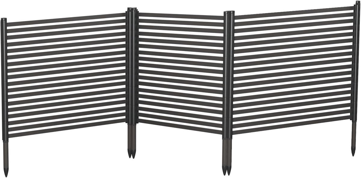 Tuinafscheiding 3 x stuks - Metalen Tuinscherm met PE-Coating 270 x 124 cm - Stevige Decoratieve Afrastering - Steekbaar Zonder Graven - Weerbestendige Dierenbarrière voor Tuin, Terras, Border & Bloemperk,Zwart