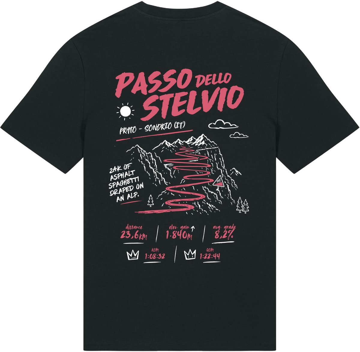 Donkergrijze Passo dello Stelvio T-shirt - maat S