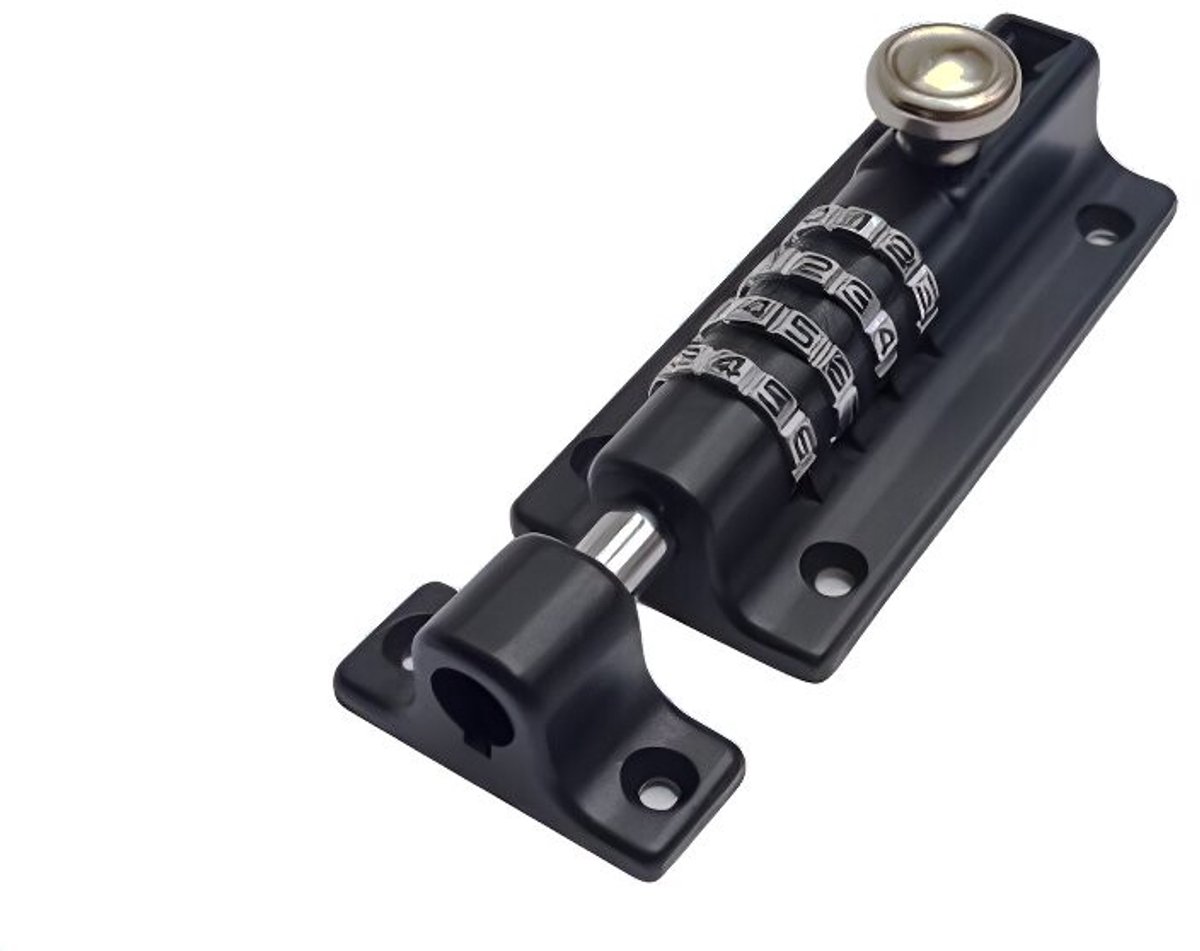 Grendel met Combinatieslot - Zwart - 97 x 49 mm - Schuifgrendel met Cijferslot voor Poort, Hek of Kast