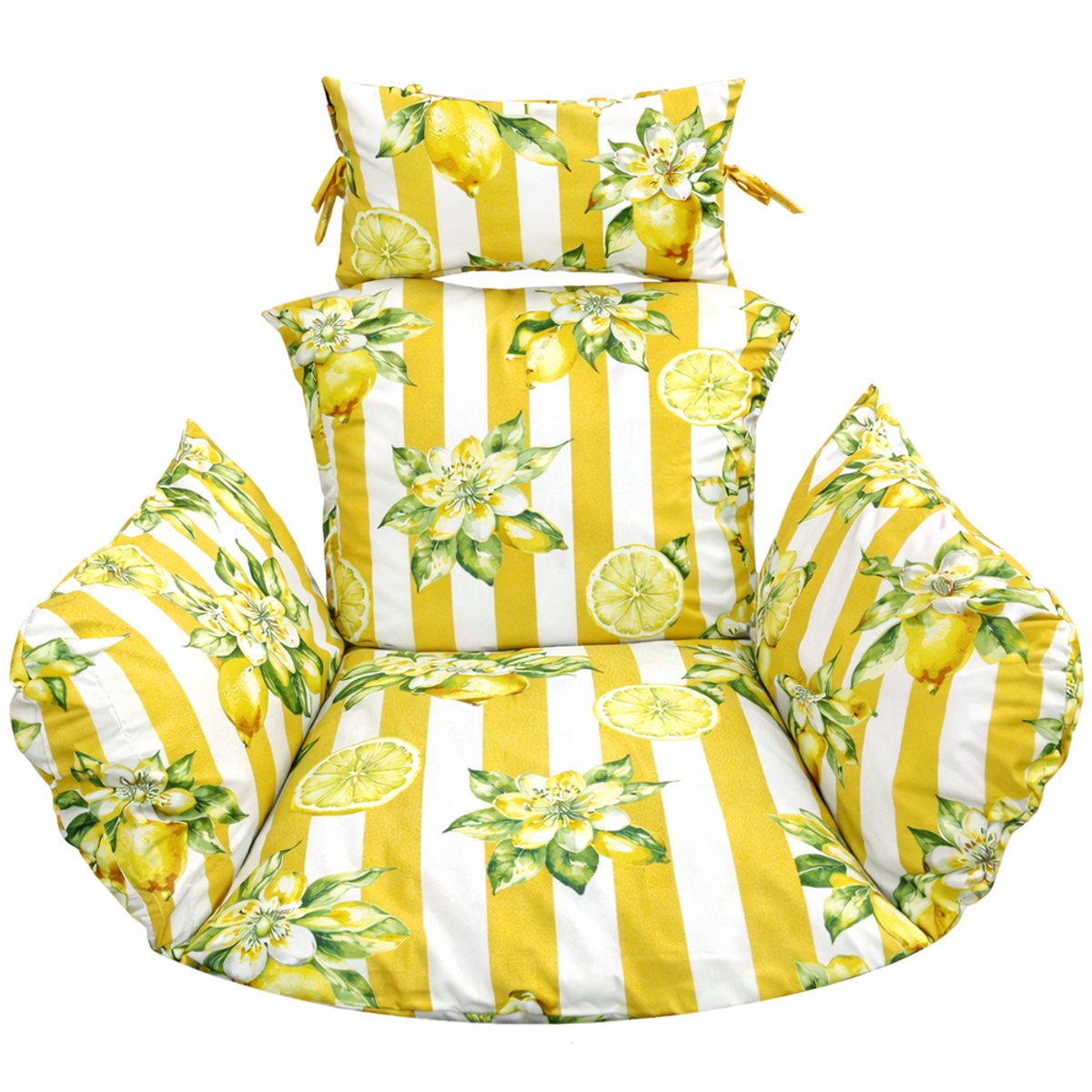 Blomster - Kussen voor hangende coconstoel - Waterafstotend - Afneembare hoes - Citroenpatroon