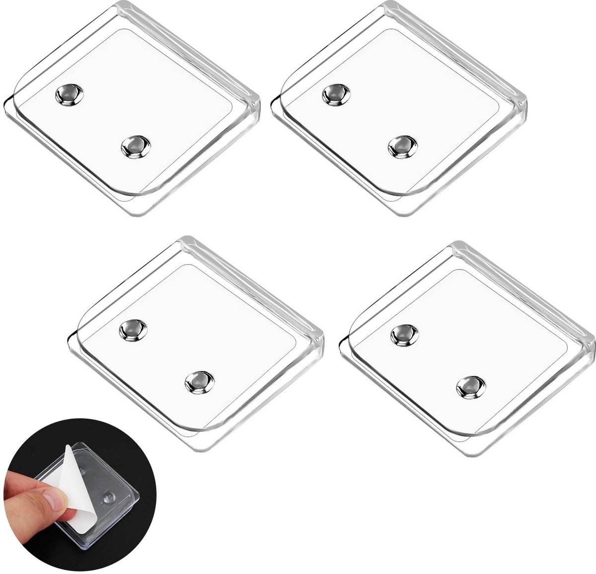 Dailygoods- Douchegordijnclips Winddicht - Zelfklevend - Muurhouder - Transparant - 4 Stuks - Eenvoudig te Installeren - Douchegordijnhouder