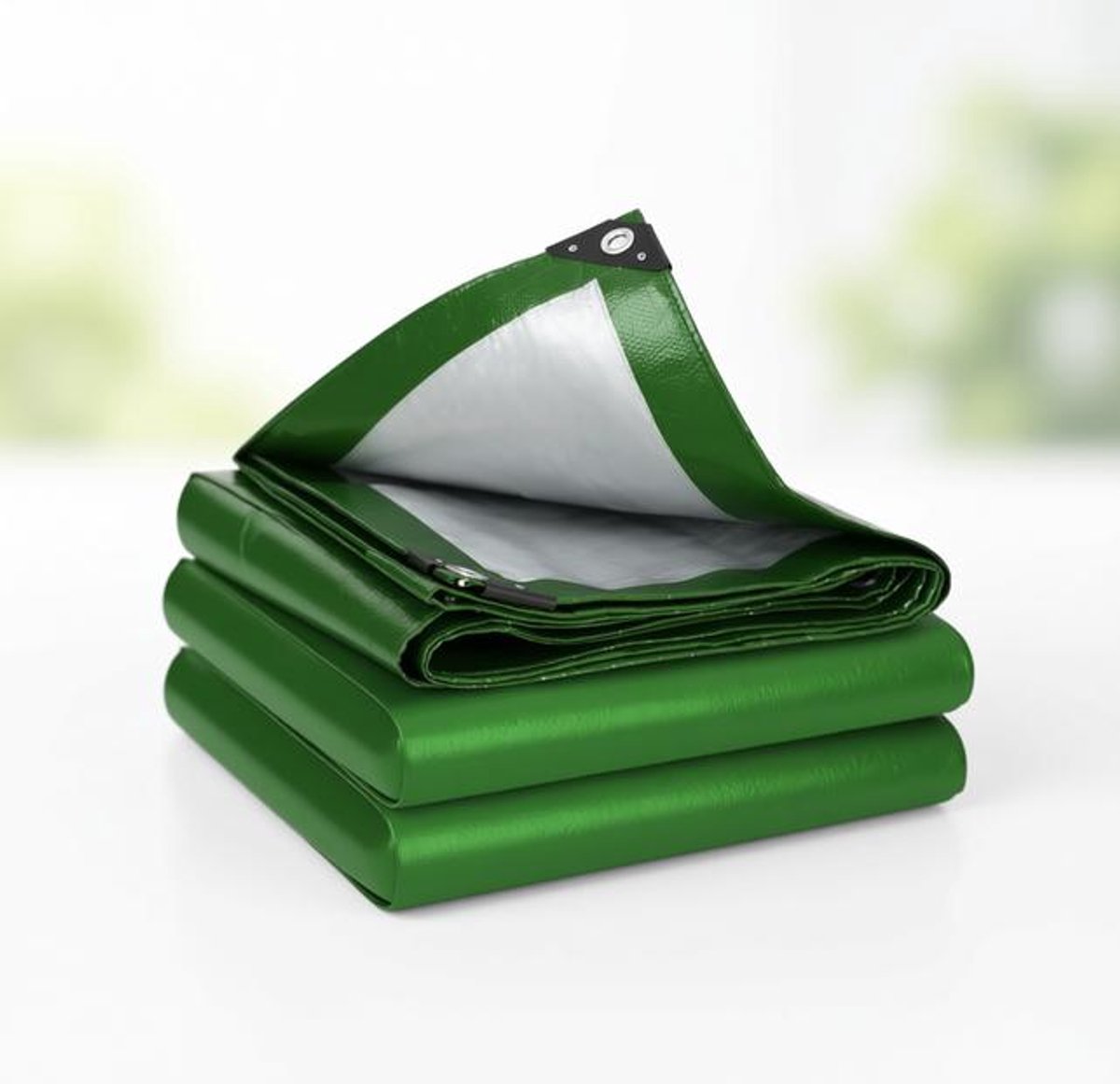 ElleMooi Dekzeil waterdicht Heavy Duty - 2 x 3 m - 100 gsm - met versterkte oogjes en UV-bescherming - kunststof folie - groen