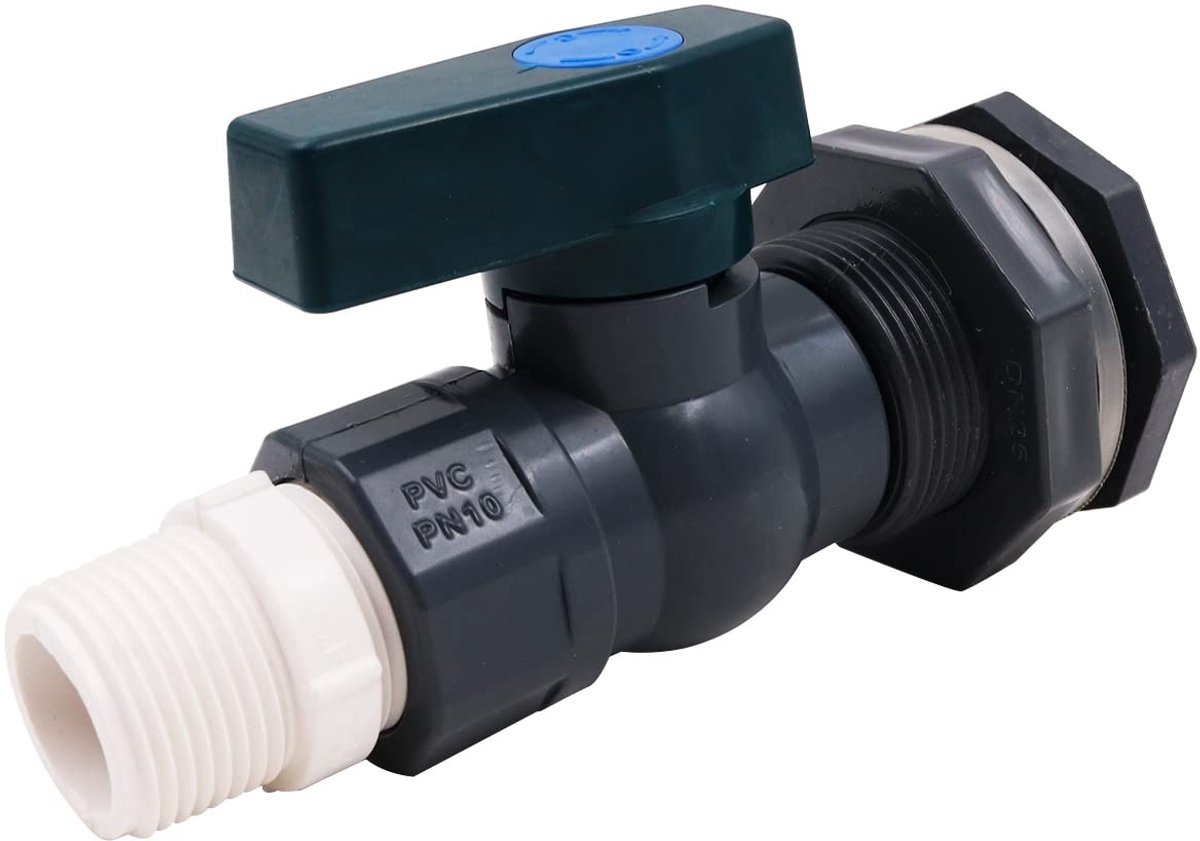 Dailygoods - 1 Inch PVC Spigot Regenvatkraan Kit - Waterafvoer - Duurzaam PVC - Regenwateroplossing - Geschikt voor Tuin en Zwembad