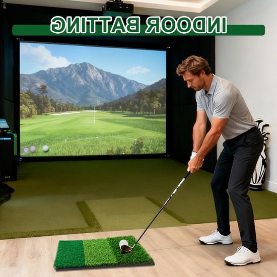 3-in-1 Golf Trainingsmat voor Binnen en Buiten, 60 x 30 cm, Geschikt voor Driving, Chipping en Putting Oefeningen, Draagbare Corrugatie Mat met Sluitlijn — afbeelding 5
