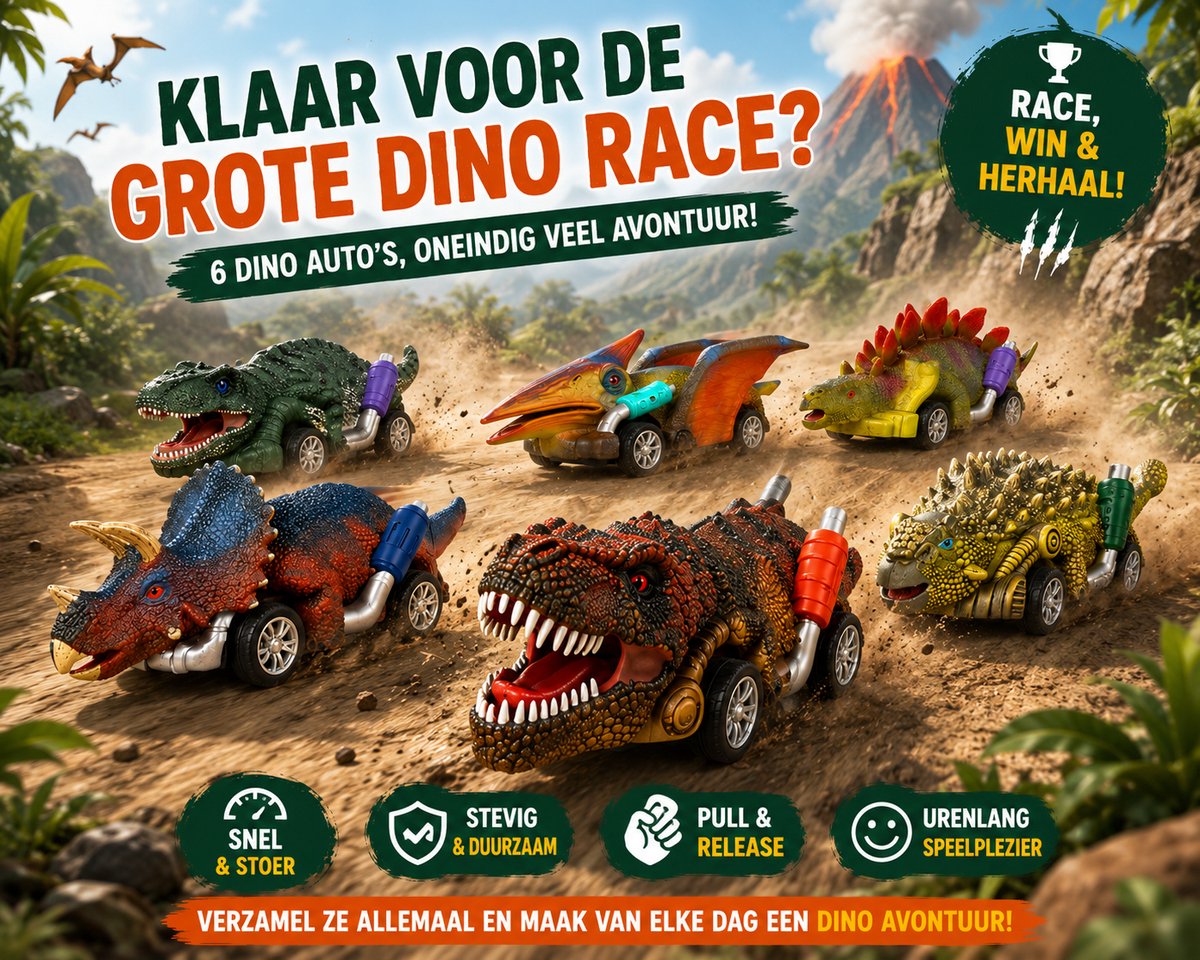 Dinosaurus auto speelgoed jongens 6st - Jurassic Speelgoed autos jongens speelfiguren - Peuter speelgoed 1 jaar Kleuter speelgoed 2 jaar - Dino speelgoed auto Dinosaurus speelgoed 3 jaar kinderen - Jongens speelgoed 4 jaar - Meisjes speelgoed 5 jaar — afbeelding 4