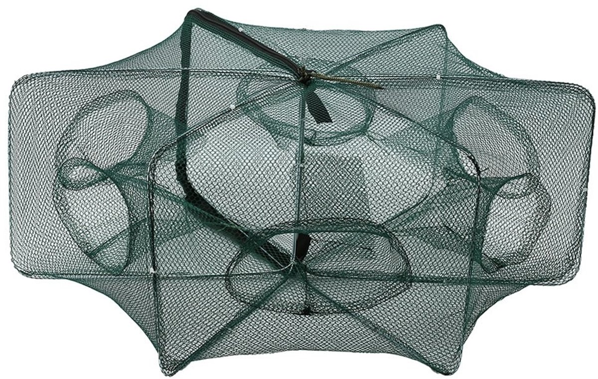 Dailygoods- Visnet Draagbaar - Inklapbaar Visnet - Kooival voor Vissen - Geschikt voor Kreeft/Garnalen - Nylon Materiaal - Eenvoudig in Gebruik - Netval