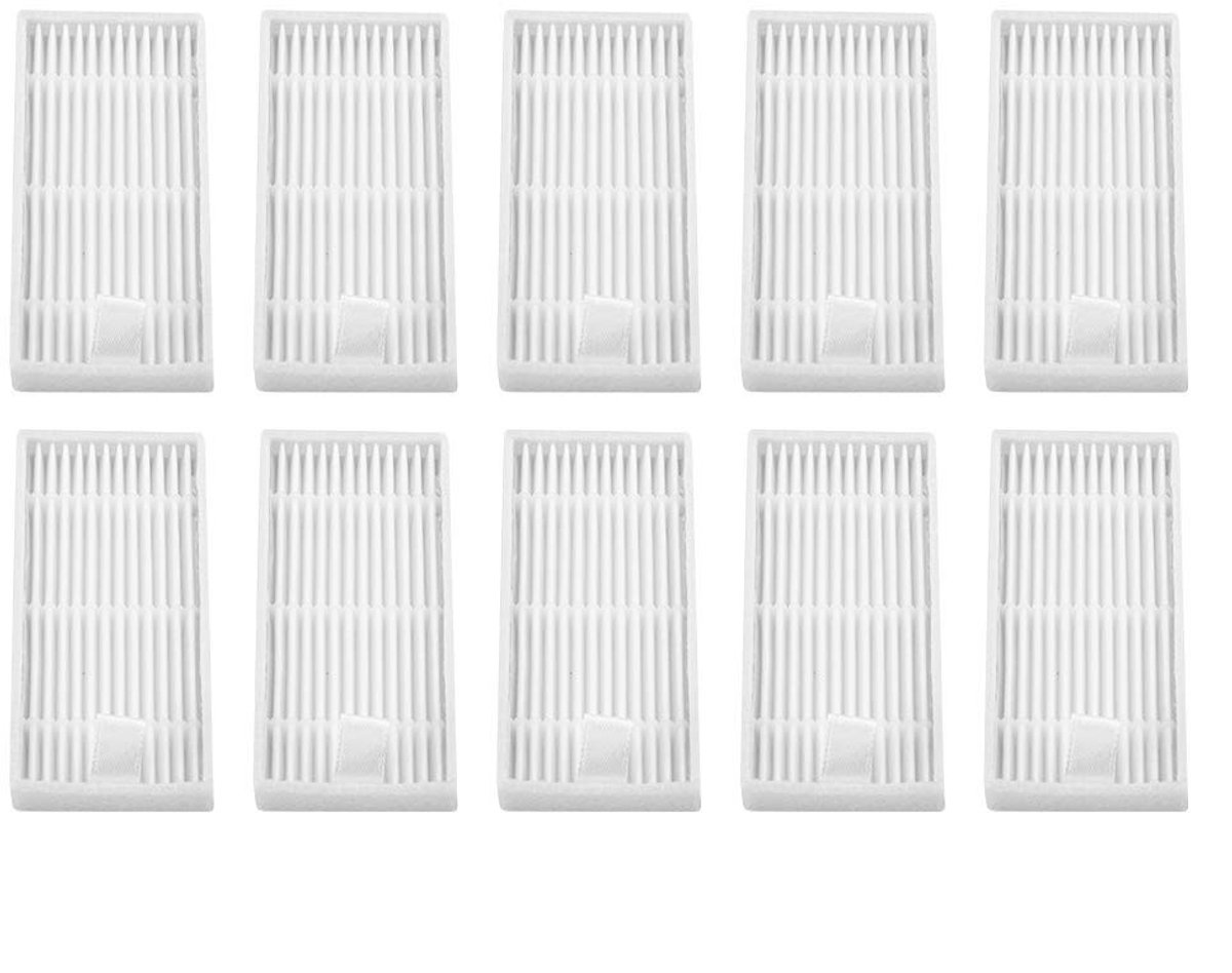 Dailygoods- HEPA Filter Vervangingen - 10 Stuks - Dubbellaagse Filtratie - Glasvezel Filters - Compatibel met V1/V5 Robotstofzuiger - Afmetingen 4,2x8,2x1,5 cm - Stofzuigerfilter