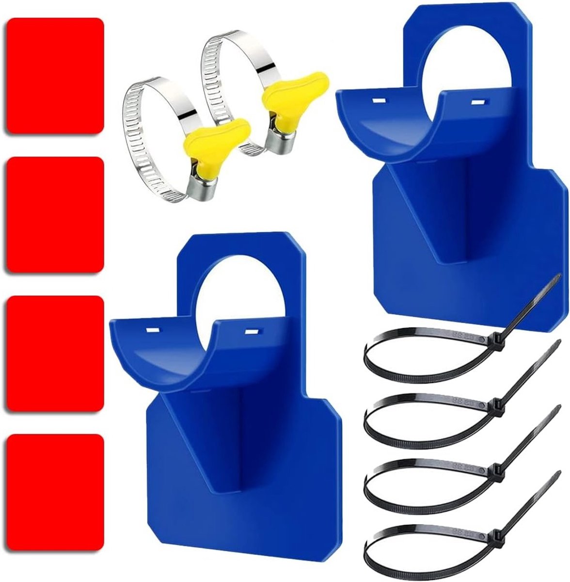 2 Stuks Plastic Slanghouders voor Zwembadslangen tot Ø38 mm, Ideaal voor Ondersteuning en Bevestiging van Zwembadaccessoires, Blauw