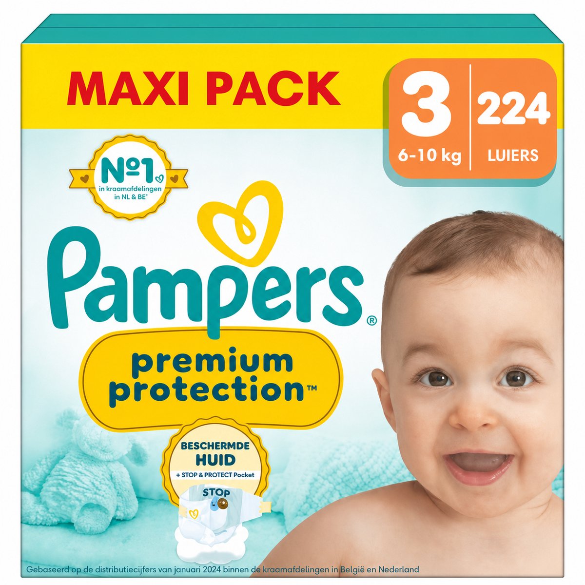Pampers - Premium Protection - Maat 3 - Mega Pack - 224 luiers - 6/10 KG