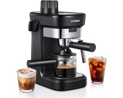 espressomachine met filterhouder, 6 bar, espressomachine van roestvrij staal met professioneel melkschuimmondstuk, ideaal voor cappuccino, latte en macchiato, compact en stijlvol.