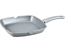 Swiss Haus® BGP24S Grillpan Inductie - Ø 24 cm - PFAS Vrij - Grill Pan Met Sapphire™ Antiaanbaklaag - Vleespan Geschikt Voor Alle Warmtebronnen - Grijs