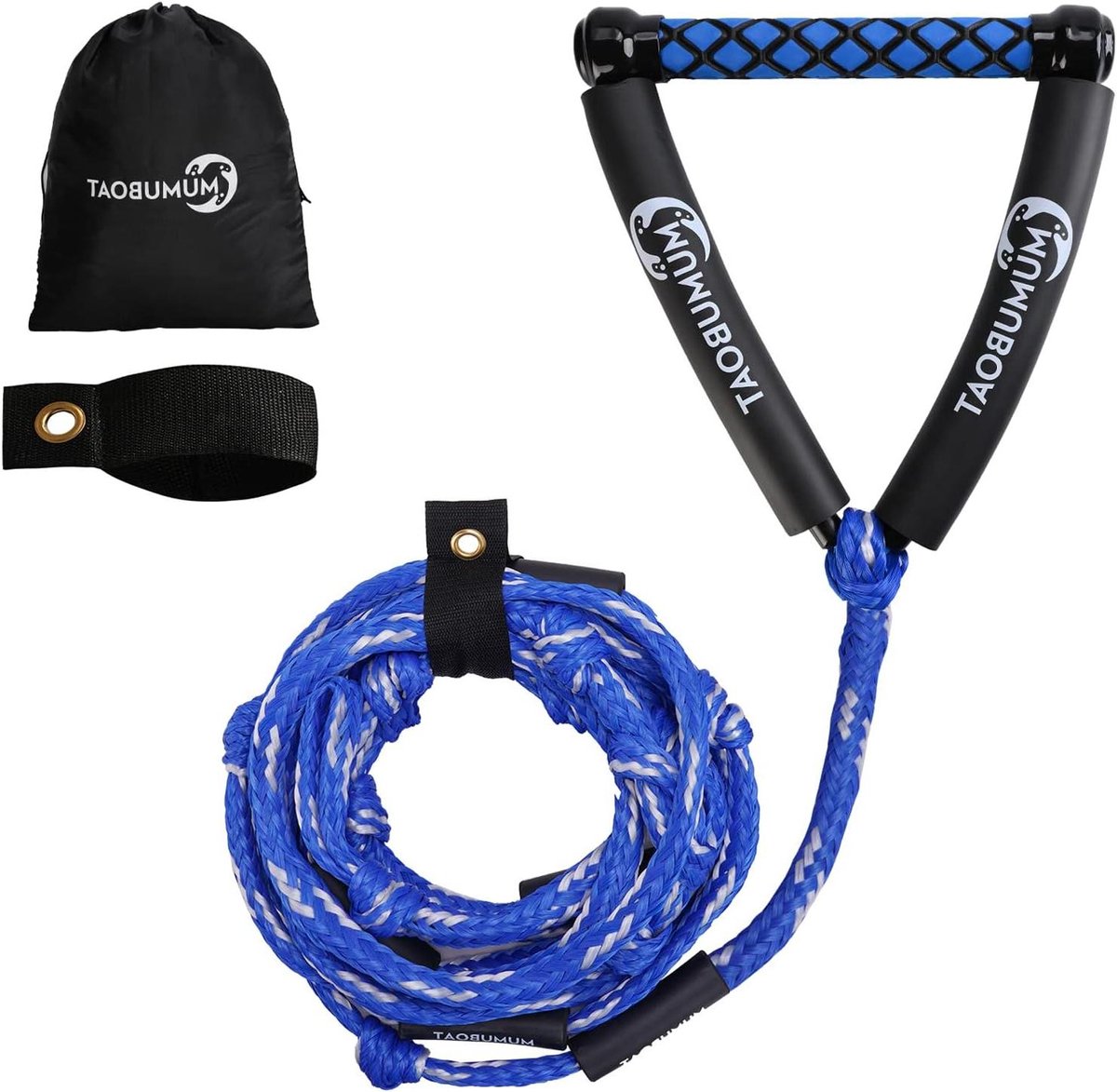 Wakesurf Touw - Watersport Touw - Wake Surfen - Drijvend Ontwerp - 76 meter - Blauw en wit