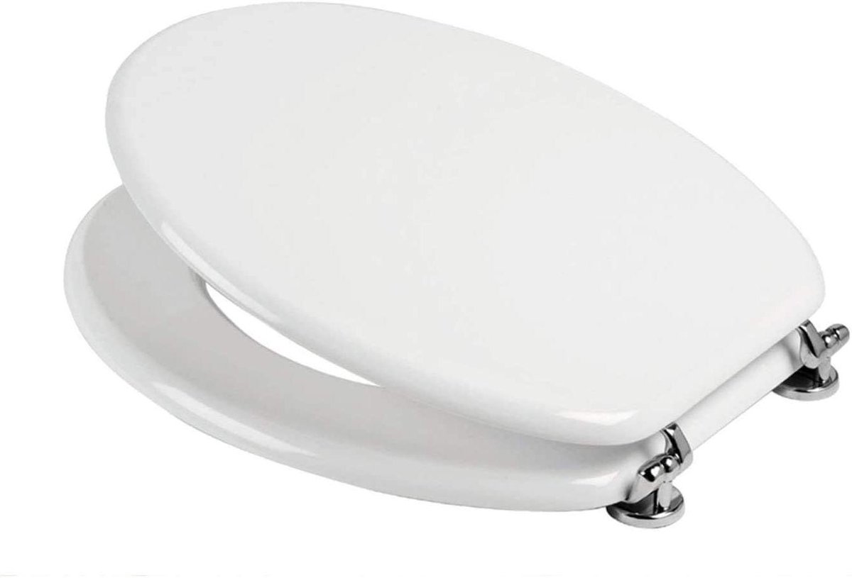 Toiletbril Hout - Zitting Deksel - Badkamer Vernieuwen - Harsgecoate Kern - Standaard Maat - Wit