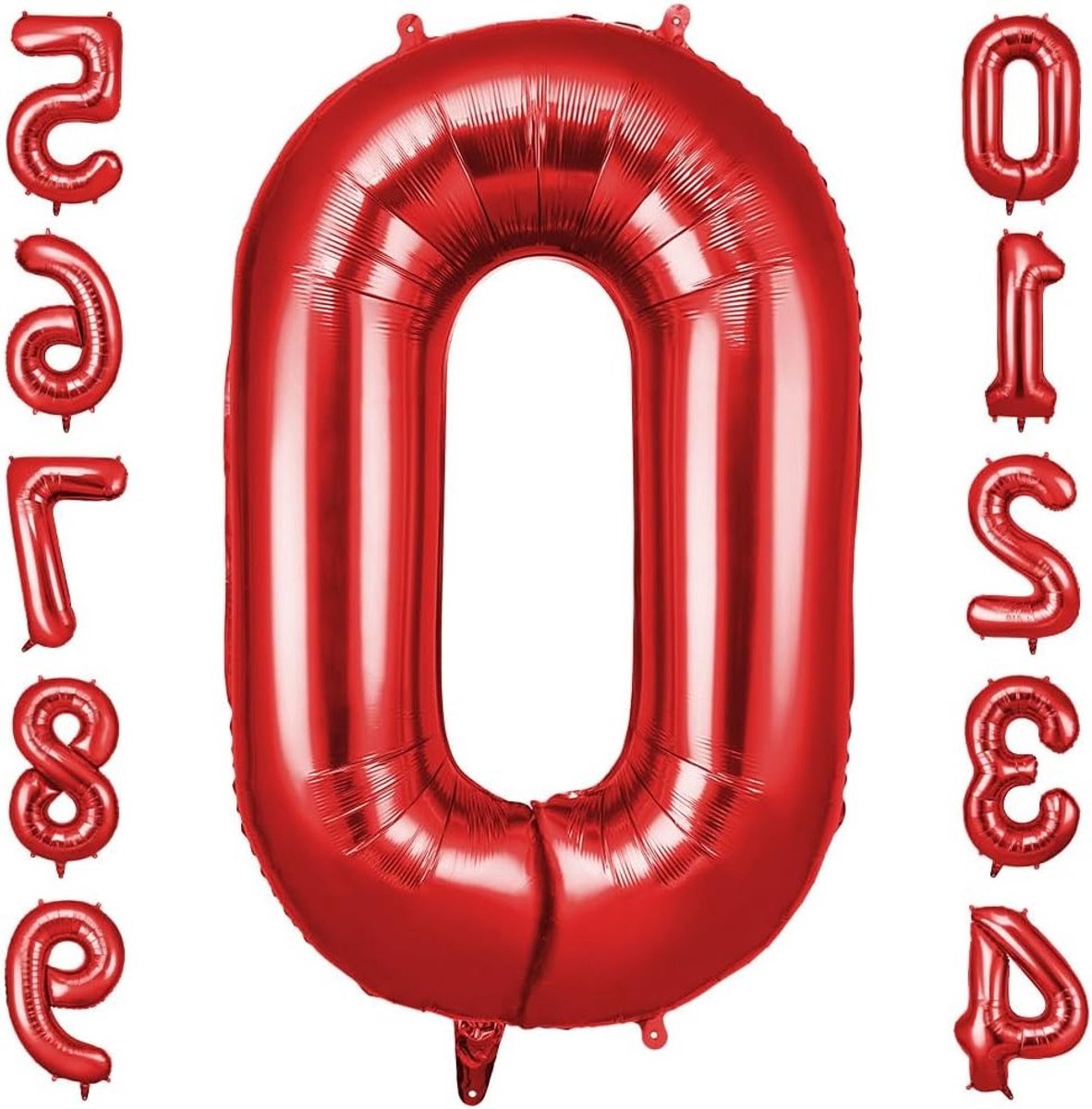 Grote 40 Inch Helium Ballonnen met Cijfer 0 - Foil Ballon voor Verjaardag, Bruiloft en Feestdecoratie in Rood