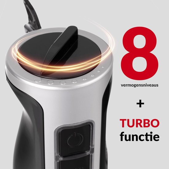 Staafmixer met turbofunctie en snelheidsregeling - Multiset handblender met accessoires - Krachtige keukenmixer RVS - 2 snelheden van Merkloos — afbeelding 3
