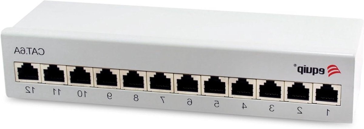 Desktop Patchpaneel - Netwerk Hub - Netwerk Organiseren - 12 Poorts Afgeschermd - Cat.6A 10Gbps - Lichtgrijs