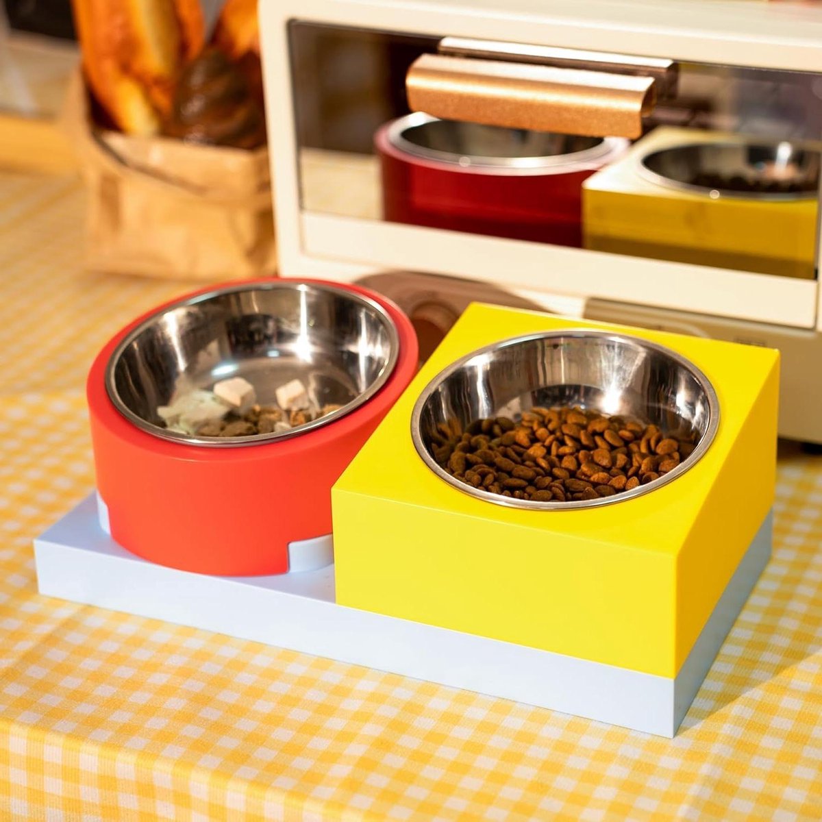 Voerbak Stand - Hondenbak Tafel - Comfortabel Eten - Verstelbaar Hoogte - 5 Bakken - Rood