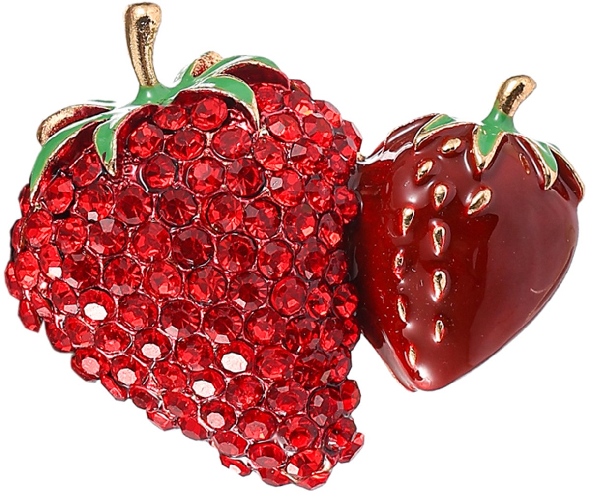 Go Dutch Label Oorknoppen Double Strawberry Brooch Goudkleurig