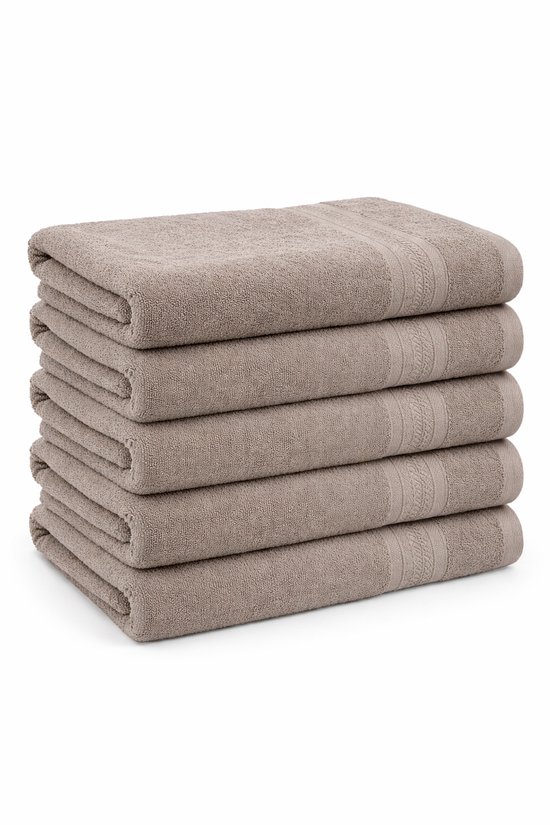 Handdoeken - 50x100cm - 5 stuks - Hotel Kwaliteit - 100% Katoen - Taupe