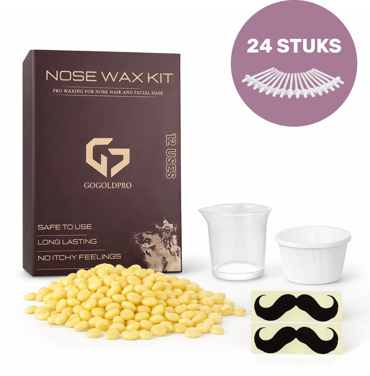 GoGoldPro - Neushaar Wax - Neuswax - Neusontharing Set - Nose Wax Kit - Earwax - Wax Ontharen - Oorwax - 12 behandelingen