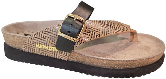 Mephisto Helen Mix Helios Black Tongs Noir Or Cuir Femme - Noir/Or - 40