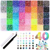 Luxe Strasssteentjes Set - 32.000 Stuks 3mm (0.3cm) - 40 Kleuren XXL DIY Rhinestones Kit - Nail Art Diverse Kleuren - Plaksteentjes Hobby Pakket voor Kleding, Mokken, Schoenen & Nagel Art