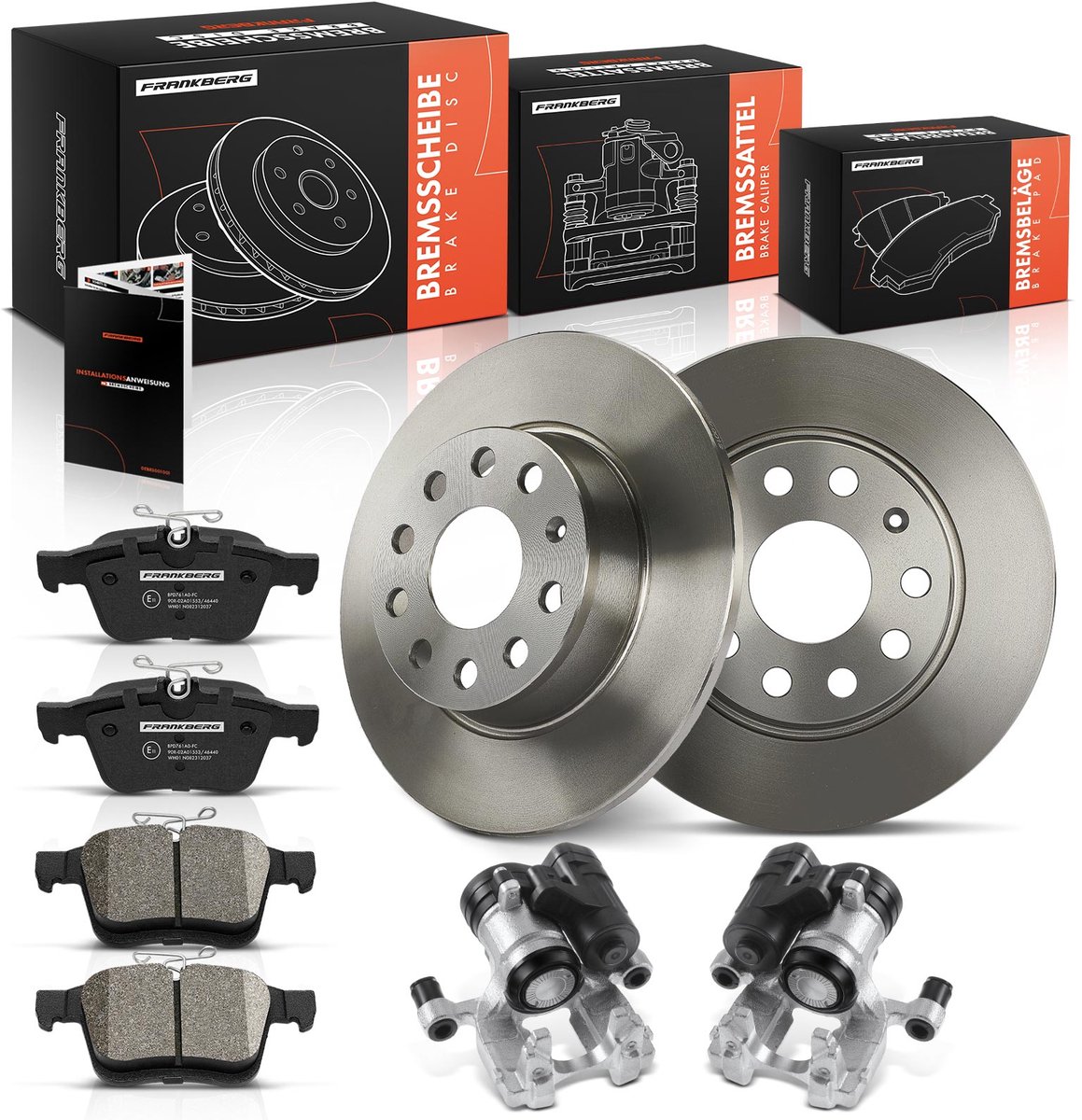 Frankberg 2x Remklauw+2x Remmen+4x Remblokken Achter voor VW