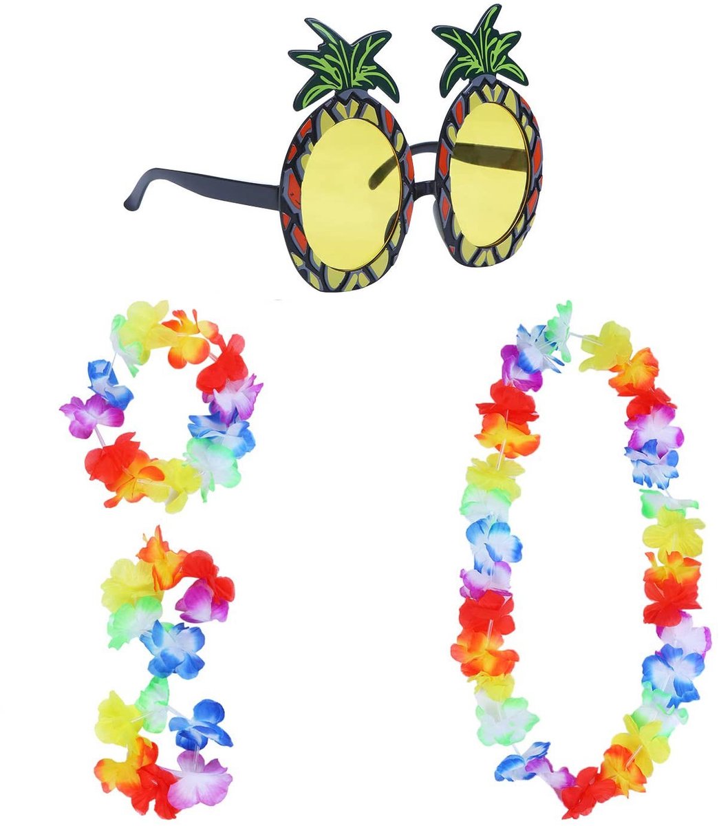 Store_8 - Hawaiiaanse Fancy Dress Set - Tropische Decoratie - Multicolors - Hula Kostuum - Perfect voor Strandparty - 5 Stuks