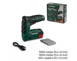 Parkside Accu Tacker - Elektrisch Nietpistool - Draadloos Spijkerpistool - Handtacker - Nagelpistool - 2000 nietjes - 500 Spijkers