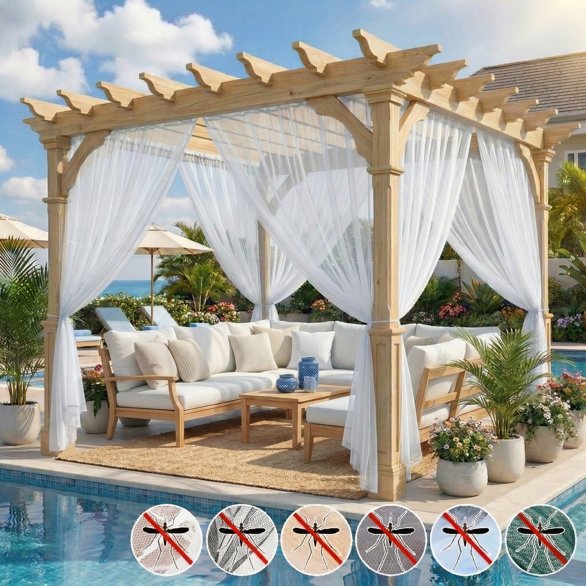 MUPOO DIY Vliegengordijn & Anti-Buite Muggengordijn kant en klaar-tegen Insecten-Op Maat te Knippen-Fijnmazig vitrages kant en klaar -Luchtig- Klamboe voor pergola Terras, Deur - Wit - 160x213 cm-1 stuck