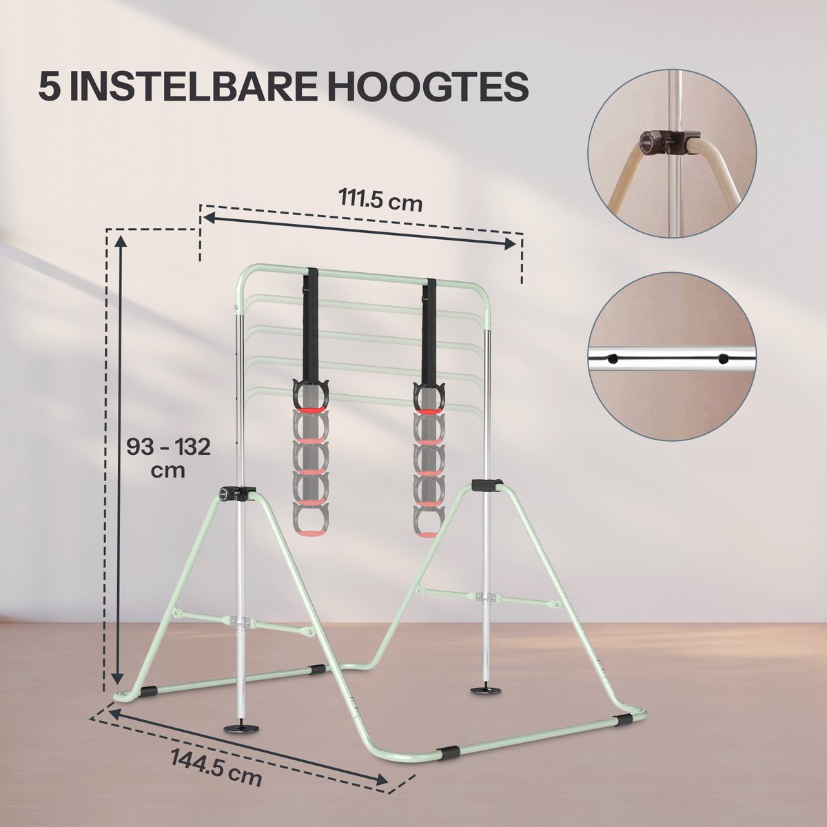 Inklapbaar Turnrek - Klimrek - Verstelbaar - Rekstok - Duikelrek - Kinderen - Peuter - Voor buiten en binnen - Klimboog — afbeelding 5