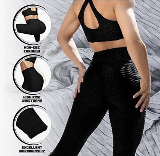 Naiz® - Mamo Zubliem legging - Anti-Cellulitus - TikTok legging - Sportlegging - Butt lifting - Maat S - Zwart — afbeelding 2