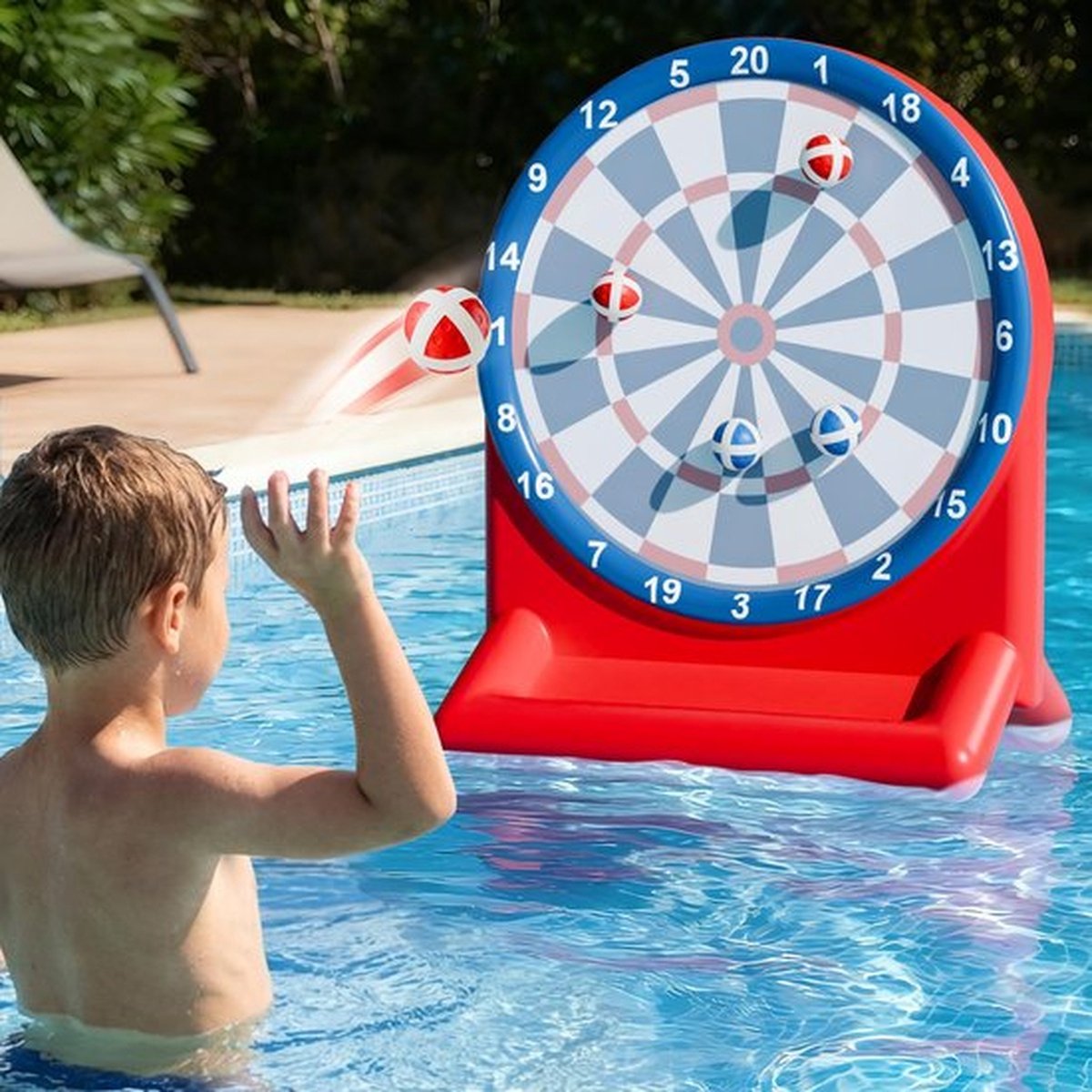 Leuke zwembadspeeltjes voor kinderen vanaf 6 jaar - Opblaasbaar dartbord voor in het water - Zwembadmatrassen - voor strand, tuin, buitenspelen, tuinfeestjes - Cadeau voor jongens, meisjes, tieners en volwassenen