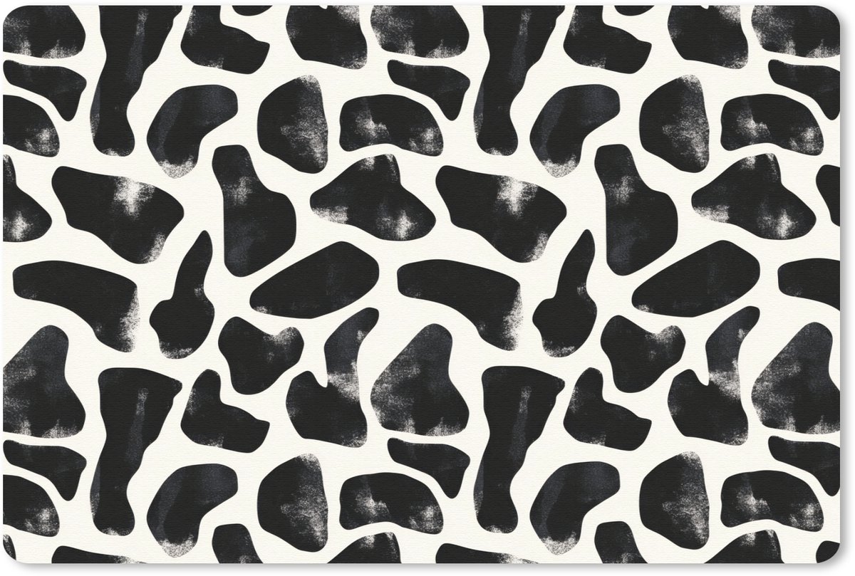 Muismat 13x8 cm - Mousepad Dierenpatroon - Vlekken - Zwart - Wit - Muismatten