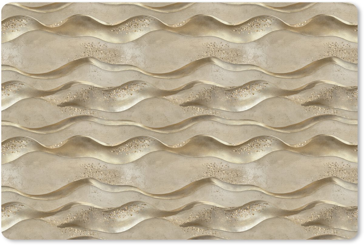Muismat 13x8 cm - Mousepad Golven - Patroon - Goud - Muismatten