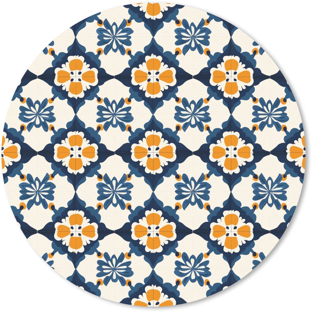 Muismat rond 30x30 cm - Mousepad Klassiek - Geometrisch - Blauw - Ronde muismatten