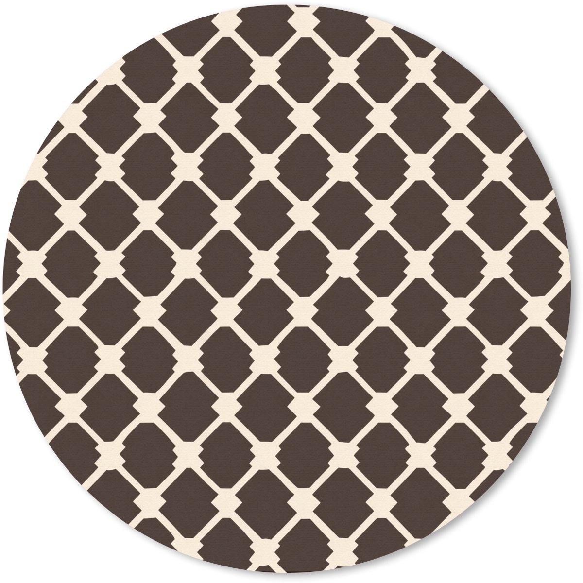 Muismat rond 50x50 cm - Mousepad Bruin - Ruitpatroon - Geometrisch - Ronde muismatten