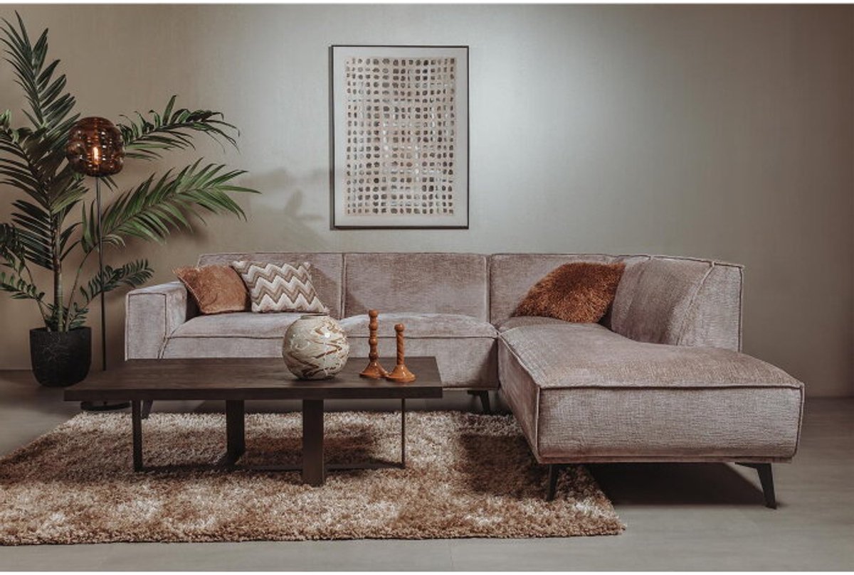 Tower Living Leeds hoekbank 2,5-zits ottoman rechts stof Touch taupe 268x217x81 cm